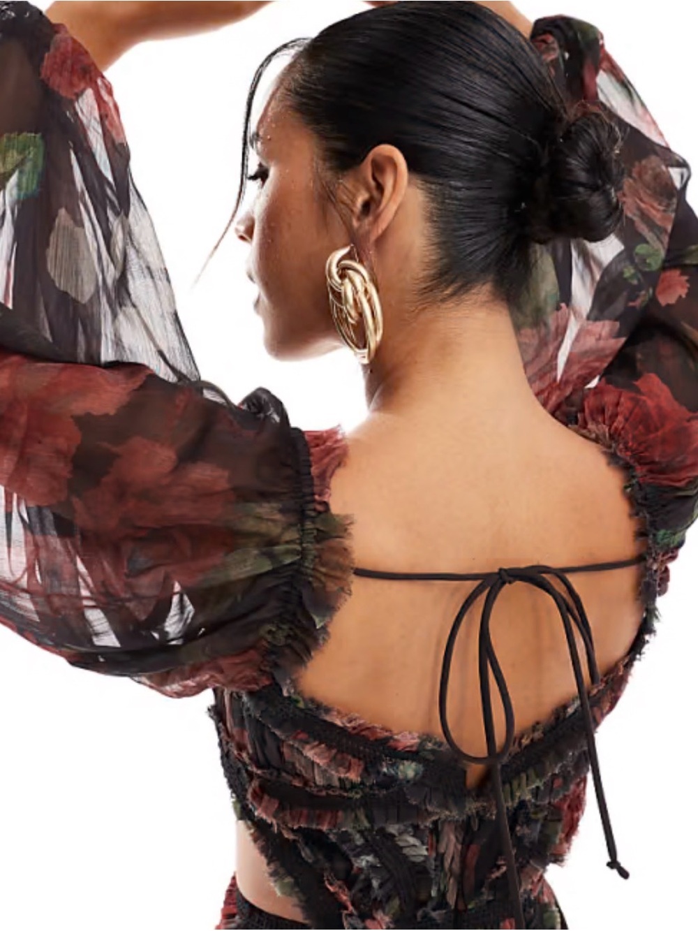 ASOS Black Mini Dress with Red Floral Print - Picture 3 of 13